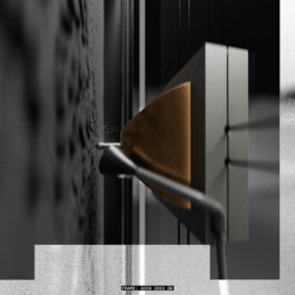 Closeup rendering of robot milling in a data sculpure